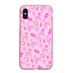Чехол iPhone XS Max матовый Паттерн - розовые граффити, цвет: 3D-розовый