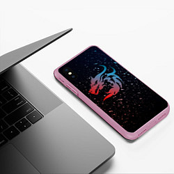 Чехол iPhone XS Max матовый Дракон млечный путь, цвет: 3D-розовый — фото 2