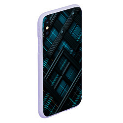 Чехол iPhone XS Max матовый Тёмно-синяя диагональная клетка в шотландском стил, цвет: 3D-светло-сиреневый — фото 2