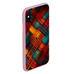 Чехол iPhone XS Max матовый Разноцветная клетка в шотландском стиле, цвет: 3D-розовый — фото 2