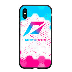Чехол iPhone XS Max матовый Need for Speed neon gradient style, цвет: 3D-черный