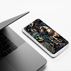 Чехол iPhone XS Max матовый Татуировка скелета индейца и ковбоя в техасе, цвет: 3D-белый — фото 2