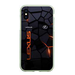 Чехол iPhone XS Max матовый Lexus - плиты с эффектом свечения, цвет: 3D-салатовый