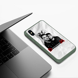 Чехол iPhone XS Max матовый Depeche Mode - Dave Gahan and Martin Gore с венком, цвет: 3D-темно-зеленый — фото 2