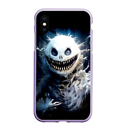 Чехол iPhone XS Max матовый Монстр - снеговик, цвет: 3D-светло-сиреневый