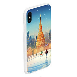 Чехол iPhone XS Max матовый Новогодняя елка на площади, цвет: 3D-белый — фото 2