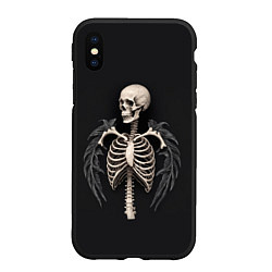 Чехол iPhone XS Max матовый Необычный скелет с крыльями, цвет: 3D-черный