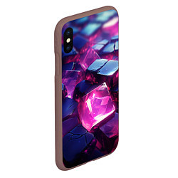 Чехол iPhone XS Max матовый Фиолетовые прозрачные кубики, цвет: 3D-коричневый — фото 2