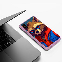 Чехол iPhone XS Max матовый Енот от ai, цвет: 3D-сиреневый — фото 2