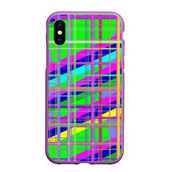 Чехол iPhone XS Max матовый Неоновые перпендикулярные полосы, цвет: 3D-фиолетовый