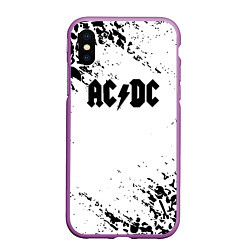 Чехол iPhone XS Max матовый ACDC rock collection краски черепа, цвет: 3D-фиолетовый