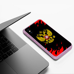 Чехол iPhone XS Max матовый Герф россия красный огонь, цвет: 3D-сиреневый — фото 2