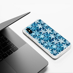 Чехол iPhone XS Max матовый New Years pattern with snowflakes, цвет: 3D-белый — фото 2