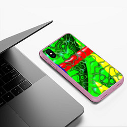 Чехол iPhone XS Max матовый Кожаный рельеф, цвет: 3D-розовый — фото 2