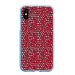 Чехол iPhone XS Max матовый Белые пузырьки на красном фоне, цвет: 3D-голубой