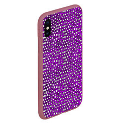 Чехол iPhone XS Max матовый Белые пузырьки на фиолетовом фоне, цвет: 3D-малиновый — фото 2