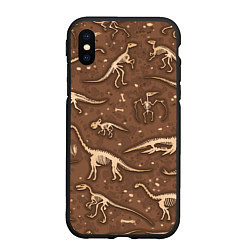 Чехол iPhone XS Max матовый Dinosaurs bones, цвет: 3D-черный