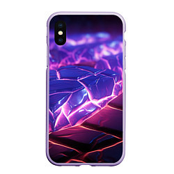 Чехол iPhone XS Max матовый Фиолетовые кристалы, цвет: 3D-светло-сиреневый