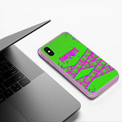 Чехол iPhone XS Max матовый Fortnite неоновые краски, цвет: 3D-сиреневый — фото 2