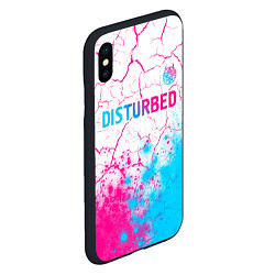 Чехол iPhone XS Max матовый Disturbed neon gradient style посередине, цвет: 3D-черный — фото 2