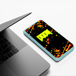 Чехол iPhone XS Max матовый Doom огненный марс блики, цвет: 3D-мятный — фото 2