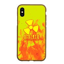 Чехол iPhone XS Max матовый Stalker yellow flame, цвет: 3D-коричневый