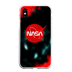 Чехол iPhone XS Max матовый NASA космос краски, цвет: 3D-белый