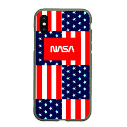 Чехол iPhone XS Max матовый NASA usa space logo, цвет: 3D-темно-зеленый