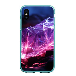 Чехол iPhone XS Max матовый Стеклянный камень с фиолетовой подсветкой, цвет: 3D-мятный