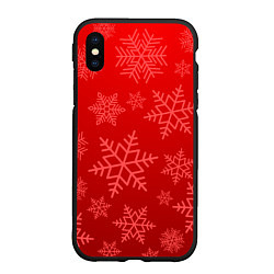 Чехол iPhone XS Max матовый Красные снежинки, цвет: 3D-черный
