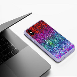 Чехол iPhone XS Max матовый Разноцветные узоры красные синие и фиолетовые, цвет: 3D-светло-сиреневый — фото 2