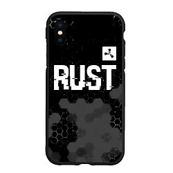 Чехол iPhone XS Max матовый Rust glitch на темном фоне посередине, цвет: 3D-черный