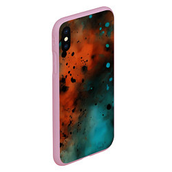 Чехол iPhone XS Max матовый Акварельные брызги в оранжевом, цвет: 3D-розовый — фото 2