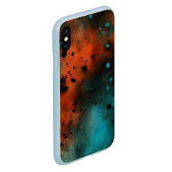 Чехол iPhone XS Max матовый Акварельные брызги в оранжевом, цвет: 3D-голубой — фото 2