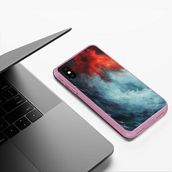 Чехол iPhone XS Max матовый Контраст воды и огня, цвет: 3D-розовый — фото 2