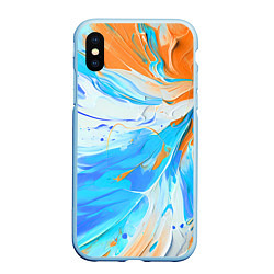 Чехол iPhone XS Max матовый Голубая и оранжевая краска, цвет: 3D-голубой