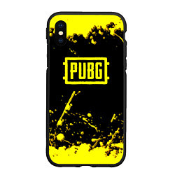 Чехол iPhone XS Max матовый PUBG online yellow, цвет: 3D-черный