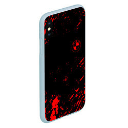 Чехол iPhone XS Max матовый BMW красные краски на чёрном, цвет: 3D-голубой — фото 2