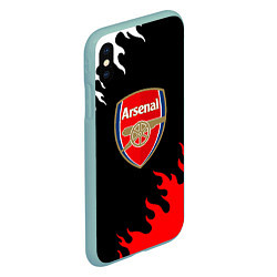 Чехол iPhone XS Max матовый Arsenal fc flame, цвет: 3D-мятный — фото 2