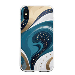 Чехол iPhone XS Max матовый Бирюховые завитки, цвет: 3D-белый