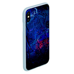 Чехол iPhone XS Max матовый Капли воды на стекле, цвет: 3D-голубой — фото 2