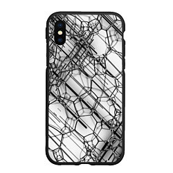 Чехол iPhone XS Max матовый Зеркальные узоры, цвет: 3D-черный