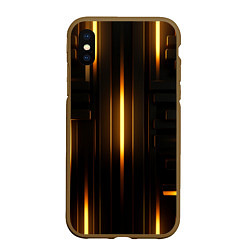 Чехол iPhone XS Max матовый Неоновый узор черное золото стене, цвет: 3D-коричневый