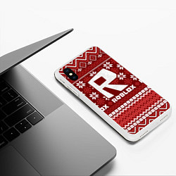 Чехол iPhone XS Max матовый Roblox christmas sweater, цвет: 3D-белый — фото 2