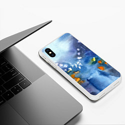 Чехол iPhone XS Max матовый После дождя акварель, цвет: 3D-белый — фото 2