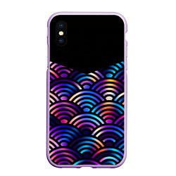 Чехол iPhone XS Max матовый Чёрный берег и рябь на волнах, цвет: 3D-сиреневый