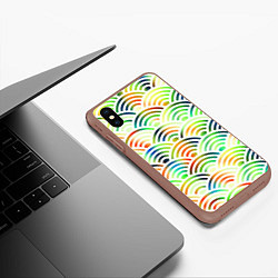 Чехол iPhone XS Max матовый Белая рыба - чешуя-волна, цвет: 3D-коричневый — фото 2