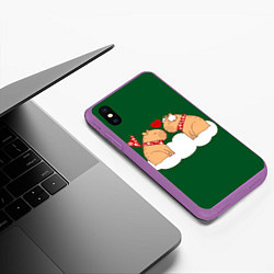 Чехол iPhone XS Max матовый Капибара влюблен, цвет: 3D-фиолетовый — фото 2
