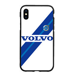 Чехол iPhone XS Max матовый Volvo - white and blue, цвет: 3D-черный