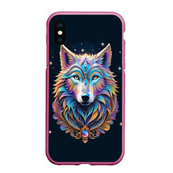 Чехол iPhone XS Max матовый Звездный волк из далекой галактики, цвет: 3D-малиновый